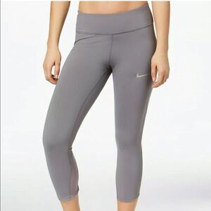 Nike Fast Women's Gray Mid-Rise Crop Running Leggings Extra Small NWT